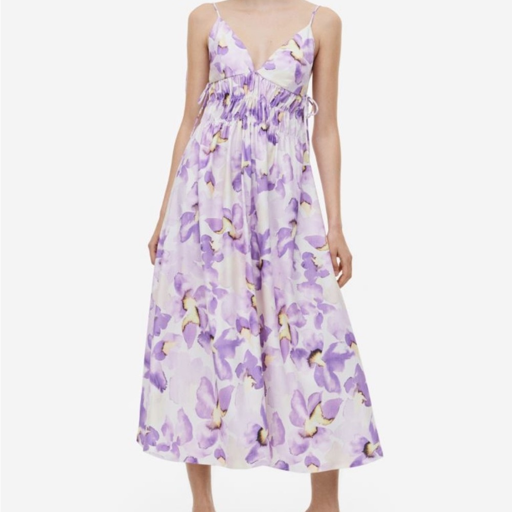 H&M Purple Floral Tie Dress Size S